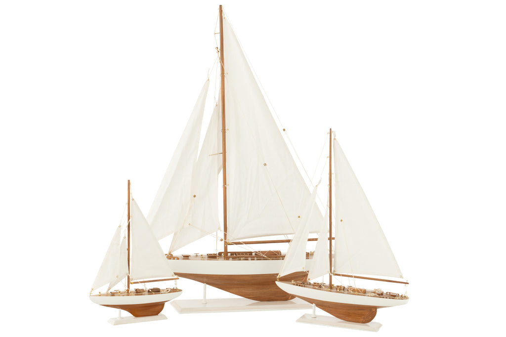 Sailboat Paulownia Wood White/Natural Large