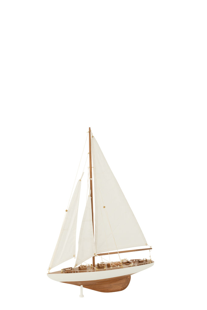 Sailboat Paulownia Wood White/Natural Medium