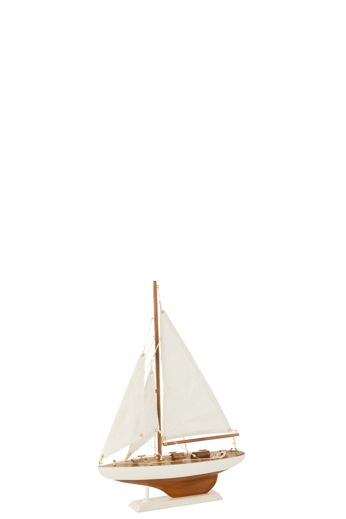 Sailboat Paulownia Wood White/Natural Small