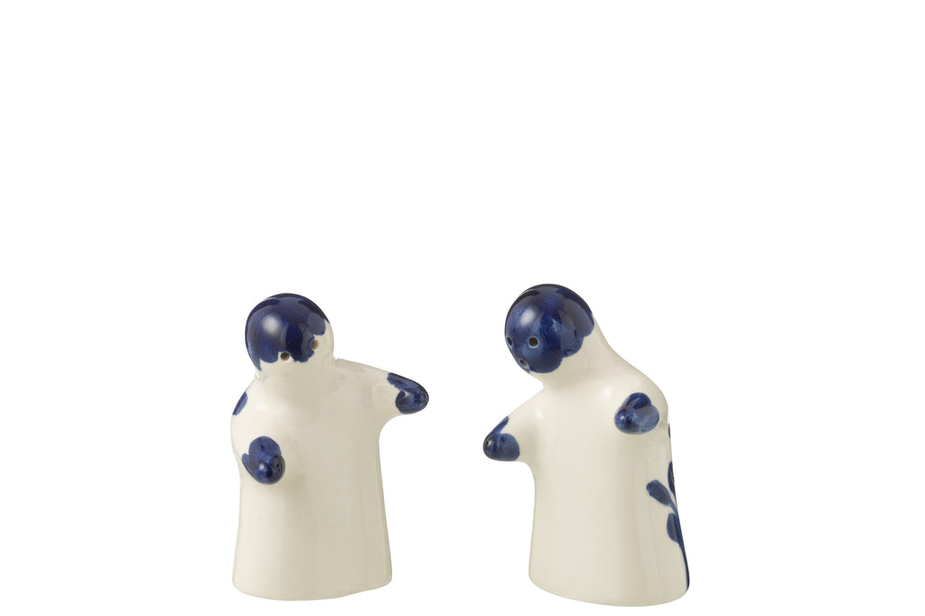 Zout &amp; Peper set Granada Keramiek Wit/Kobaltblauw