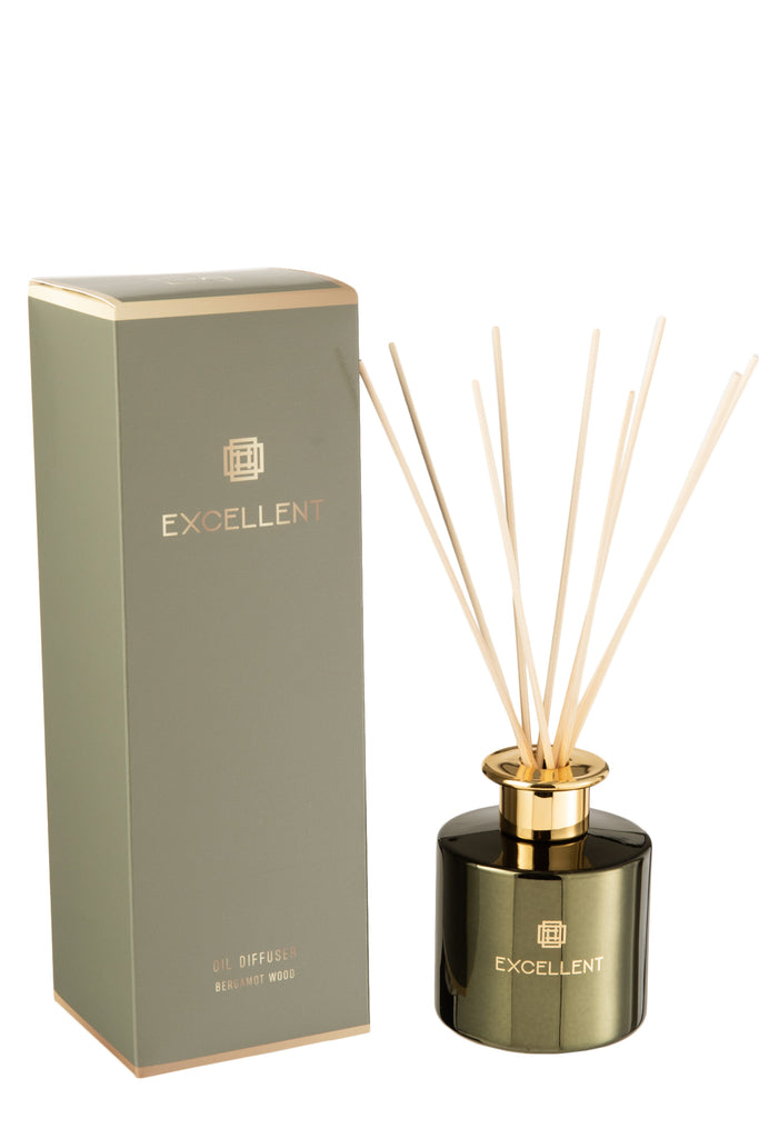 Geurolie + stokjes Uitstekend Bergamot Hout Groen