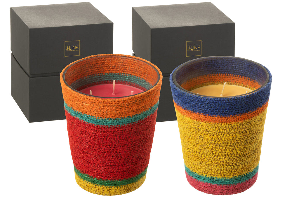 Geurkaarsmand Rode Was Mix Groot-75 uur Assortiment Van 2