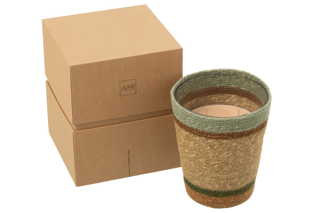 Geurkaarsmand Was Beige/Blauw Groot-75 Uur