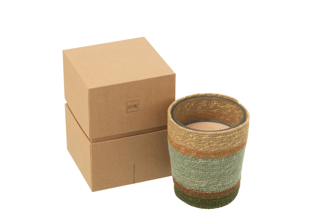 Geurkaarsmand Was Beige/Blauw Medium-55 Uur