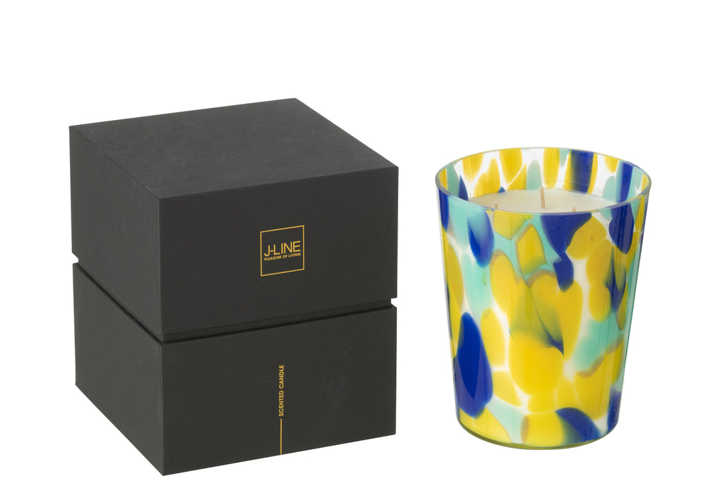 Geurkaars Noa Blauw/Geel Medium-68Uren