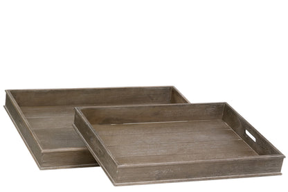 Set 2 dienblad Wd Grey W 71x51x8cm