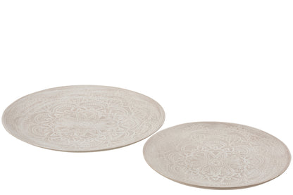 Stel 2 dienbladen Mandala MDF Wit