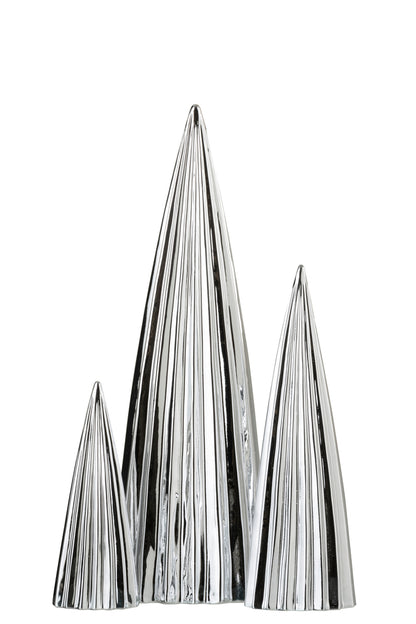 Stel 3 boom porselein zilver