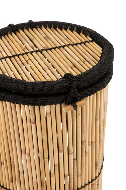 Set van 2 manden Cilinder Bamboe Natuur/Zwart