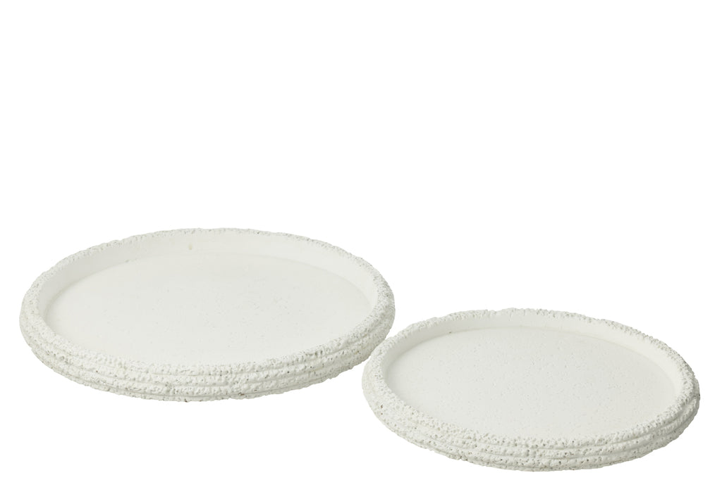 Set Of 2 Decorative Trays Creta Cement White