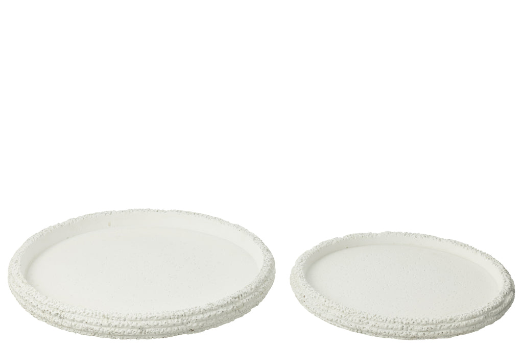 Set Of 2 Decorative Trays Creta Cement White