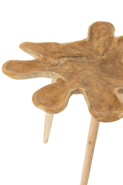 Set Of 2 Side Table Splash Teak Wood Natural