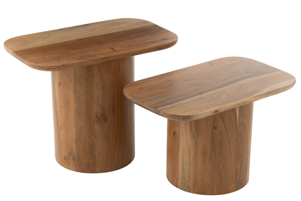 Set van 2 bijzettafels Acaciahout/MDF Natuurlijk
