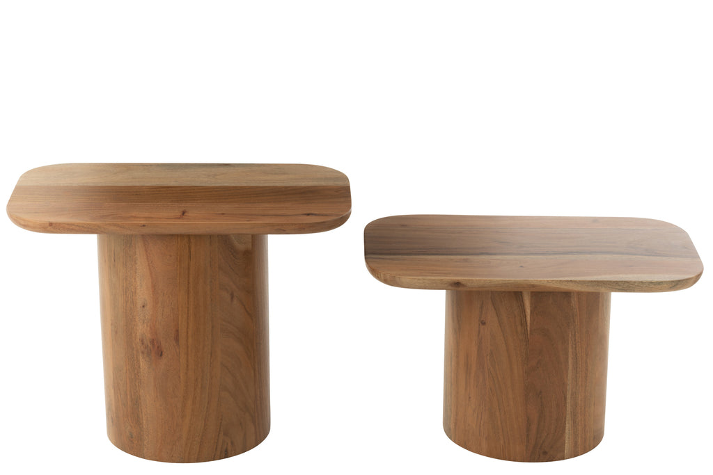 Set van 2 bijzettafels Acaciahout/MDF Natuurlijk