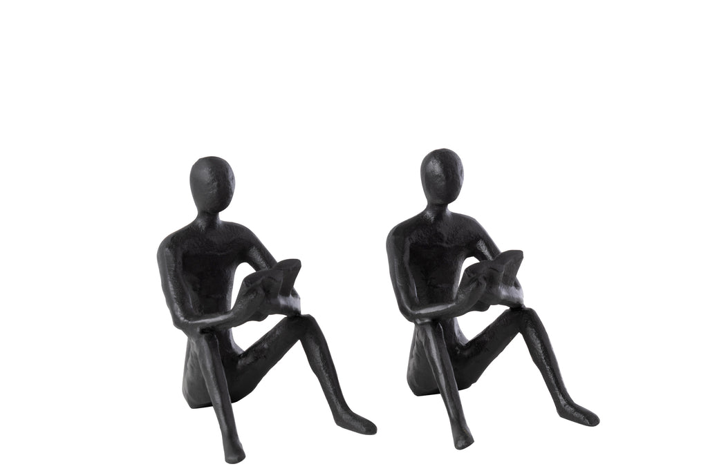 Set Of 2 Statu Seated Koli Iron Black