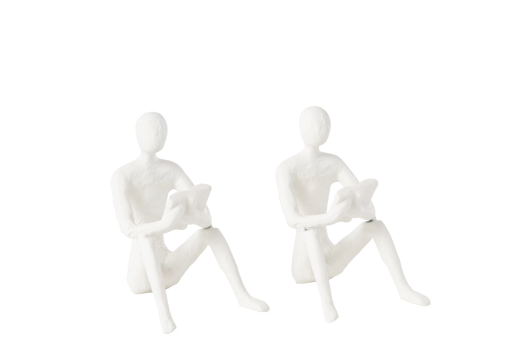 Set Of 2 Statu Seated Koli Iron White