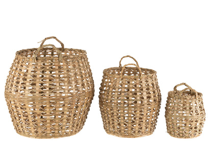 Set van 3 manden gevlochten van natuurlijk bamboe