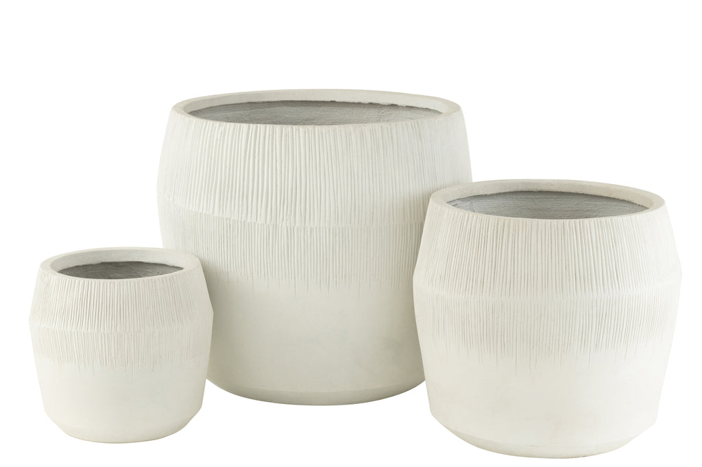 Set van 3 bloempot Fiber Clay Wit