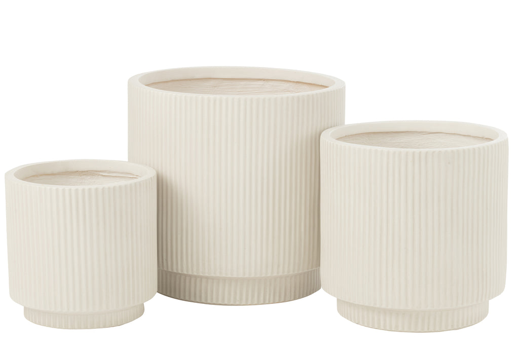 Set van 3 bloempotten Misty klei wit