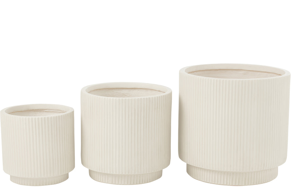Set van 3 bloempotten Misty klei wit