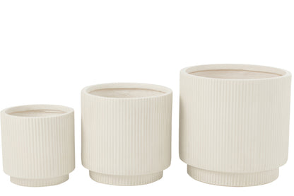 Set van 3 bloempotten Misty klei wit