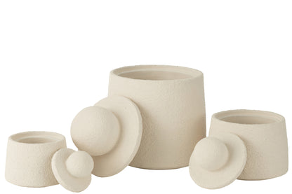 Set Of 3 Jars Decorative  Maris Cement Cream