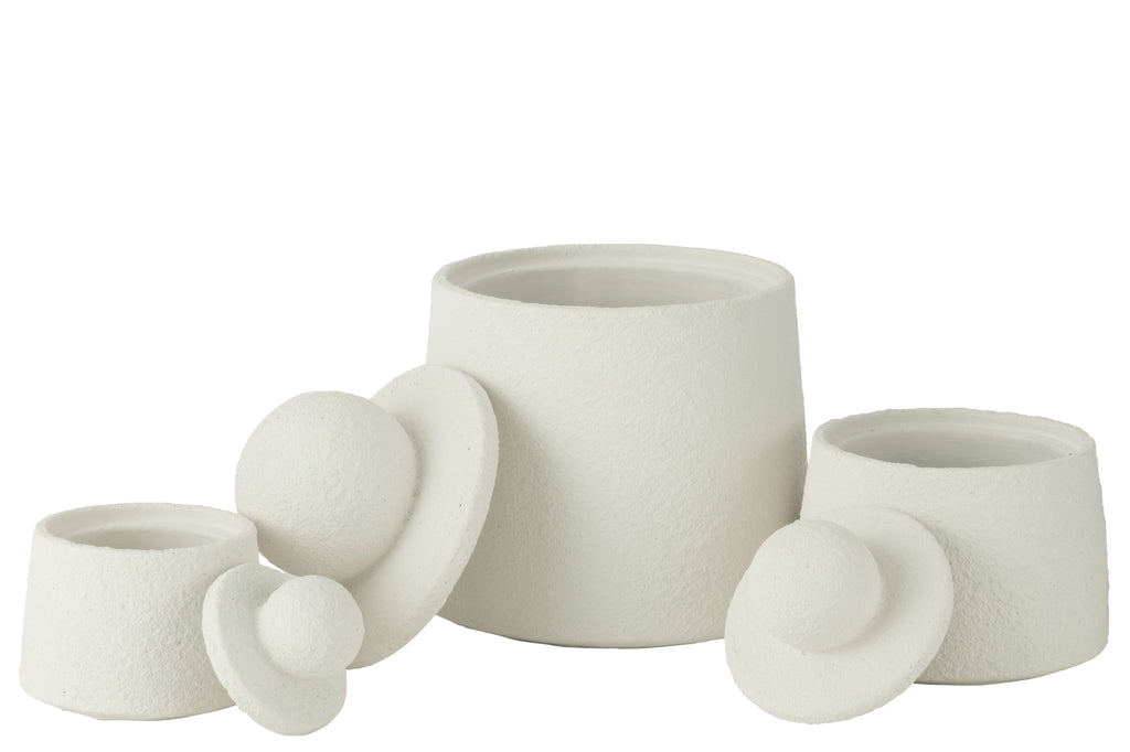 Set van 3 potten decoratieve Maris cement wit