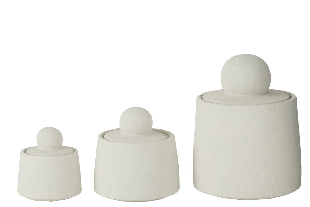 Set van 3 potten decoratieve Maris cement wit