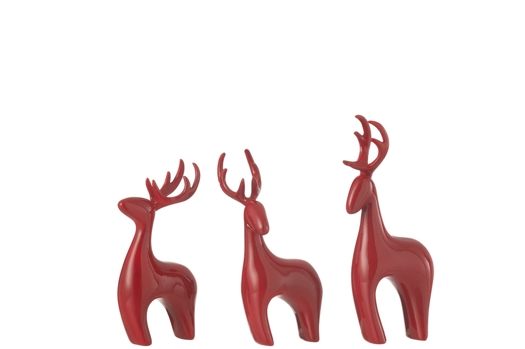 Set van 3 rendieren van hars met elektrolytisch rood plating.