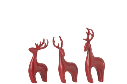 Set van 3 rendieren van hars met elektrolytisch rood plating.