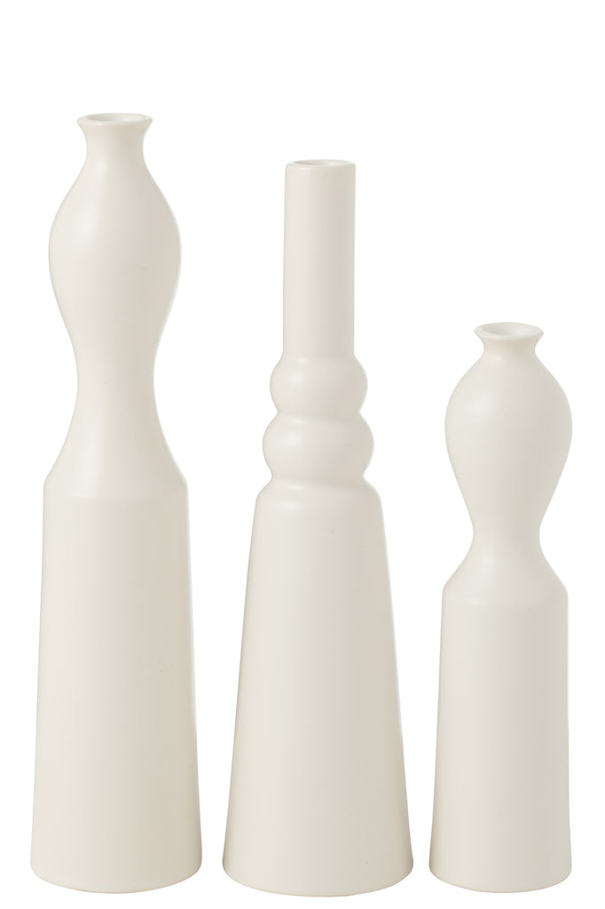 Set Of 3 Vase Leia Porcelain Matt White