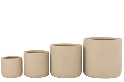 Set van 4 bloempotten Duinzand Klei Ivoor