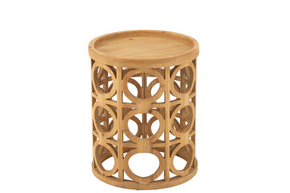 Side Table Carving Fir Wood/Mdf Natural