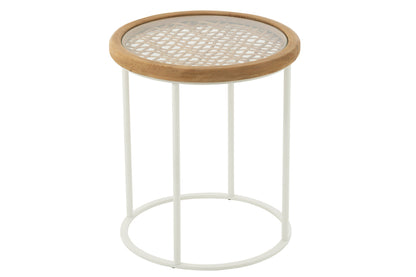 Side Table Mati Fir Wood/Iron Natural/White