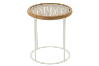 Side Table Mati Fir Wood/Iron Natural/White