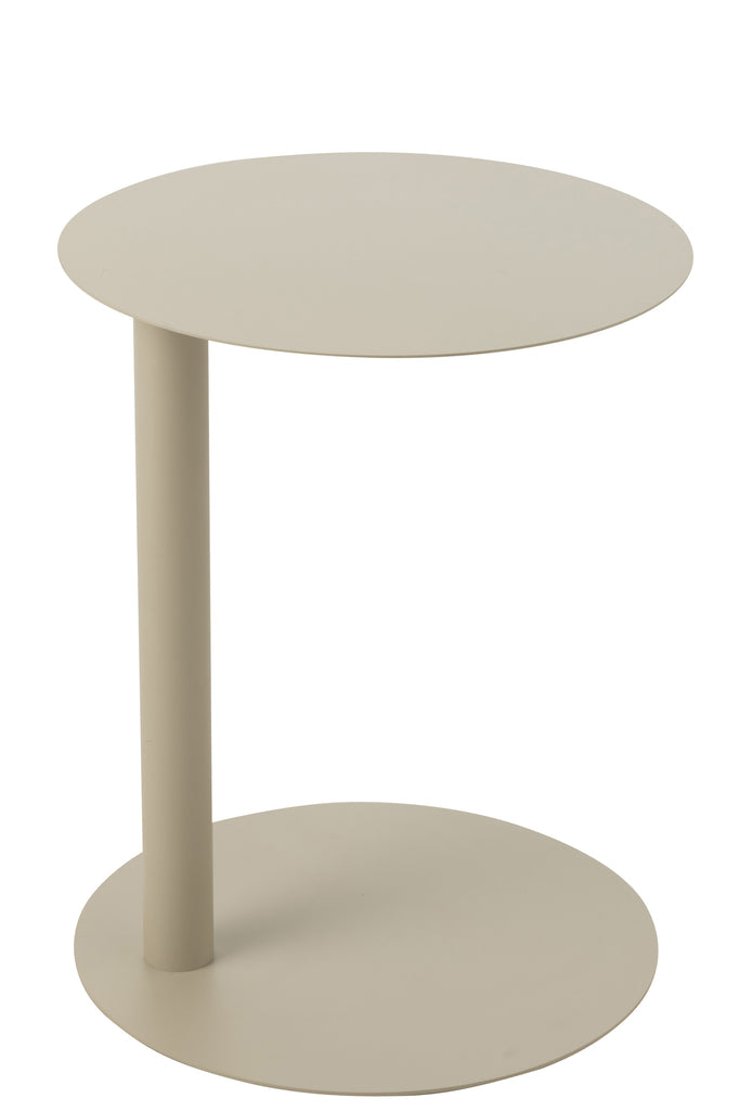 Bijzettafel rond metaal beige