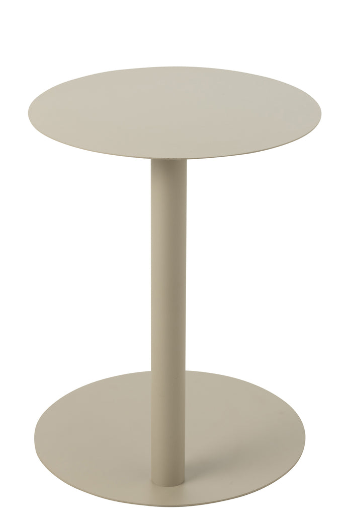 Bijzettafel rond metaal beige