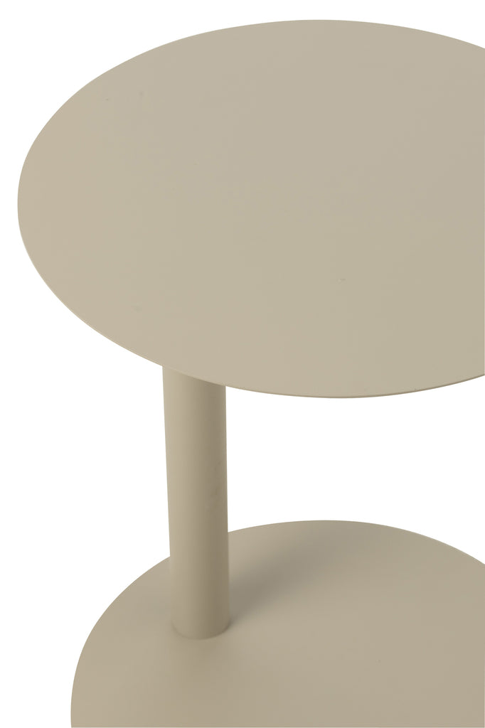 Bijzettafel rond metaal beige