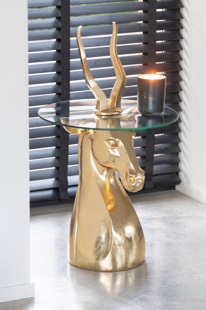 Sidetable Antilope Hars/Glas Goud