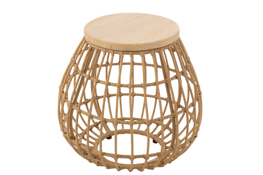 Sidetable Mand Buiten Rotan/Hout Natuurlijk