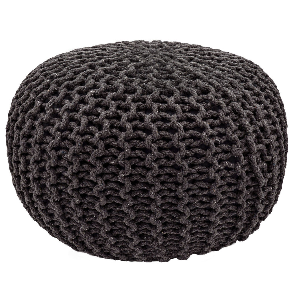 Zitkruk Pouf SET 2 stuks Ø 55 cm H 37 cm Gehaakte kruk Vloerkussen Grofgebreid duurzaam