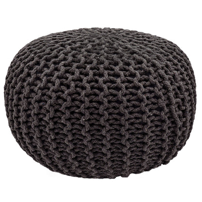 Zitkruk Pouf SET 2 stuks Ø 55 cm H 37 cm Gehaakte kruk Vloerkussen Grofgebreid duurzaam