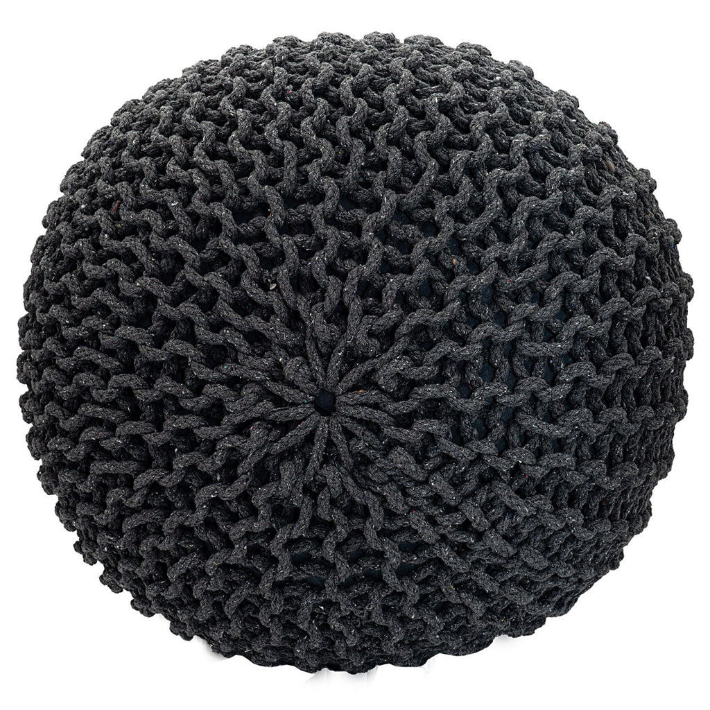 Zitkruk Pouf SET 2 stuks Ø 55 cm H 37 cm Gehaakte kruk Vloerkussen Grofgebreid duurzaam