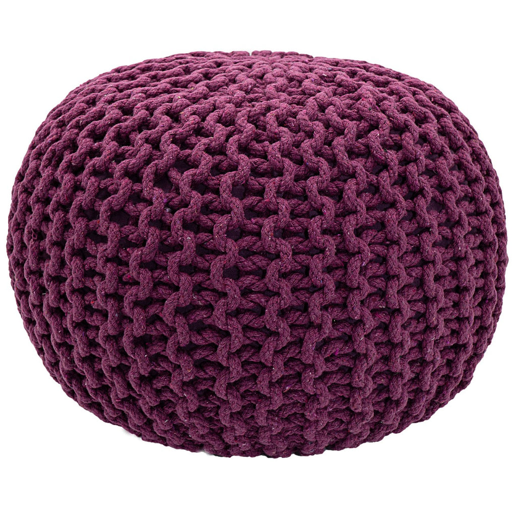 Zitkruk Pouf SET 2 stuks Ø 55 cm H 37 cm Gehaakte kruk Vloerkussen Grofgebreid duurzaam