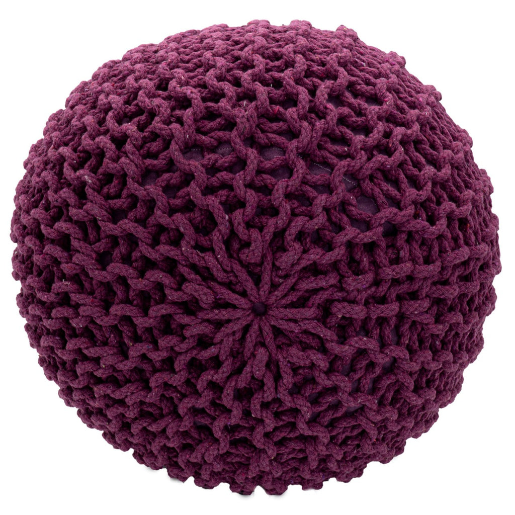 Zitkruk Pouf SET 2 stuks Ø 55 cm H 37 cm Gehaakte kruk Vloerkussen Grofgebreid duurzaam