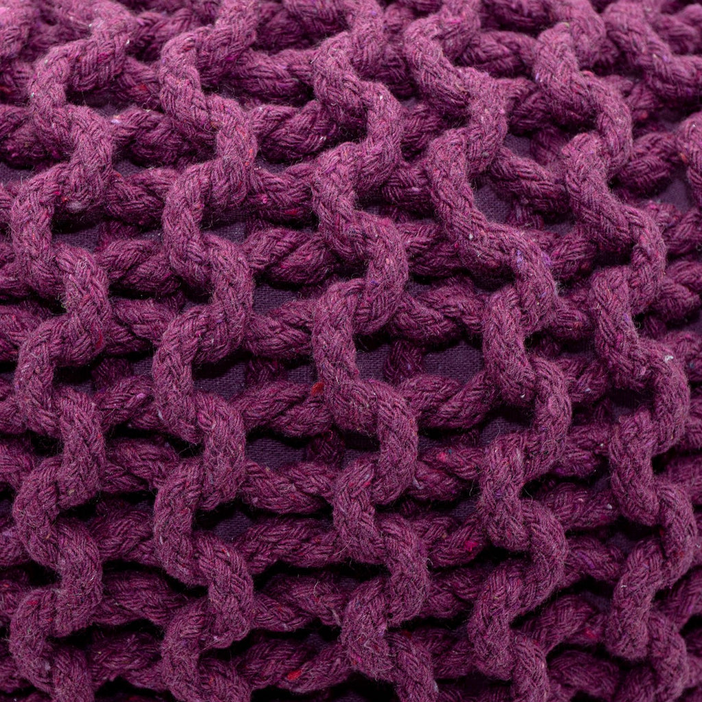 Zitkruk Pouf SET 2 stuks Ø 55 cm H 37 cm Gehaakte kruk Vloerkussen Grofgebreid duurzaam
