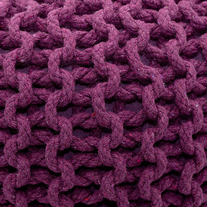Zitkruk Pouf SET 2 stuks Ø 55 cm H 37 cm Gehaakte kruk Vloerkussen Grofgebreid duurzaam