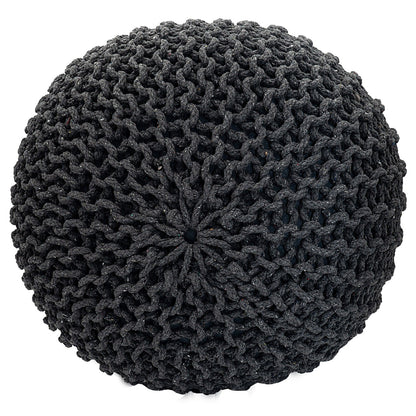 Zitkruk Pouf SET van 2 stuks Ø 55 cm H 37 cm Gehaakte kruk Vloerkussen Grofgebreide uitstraling Duurzaam
