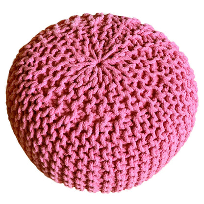 Zitkruk Pouf SET van 2 stuks Ø 55 cm H 37 cm Gehaakte kruk Vloerkussen Grofgebreide uitstraling Duurzaam