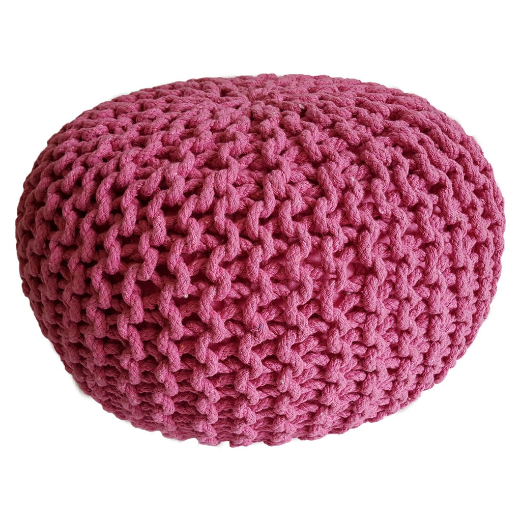 Zitkruk Pouf SET van 2 stuks Ø 55 cm H 37 cm Gehaakte kruk Vloerkussen Grofgebreide uitstraling Duurzaam